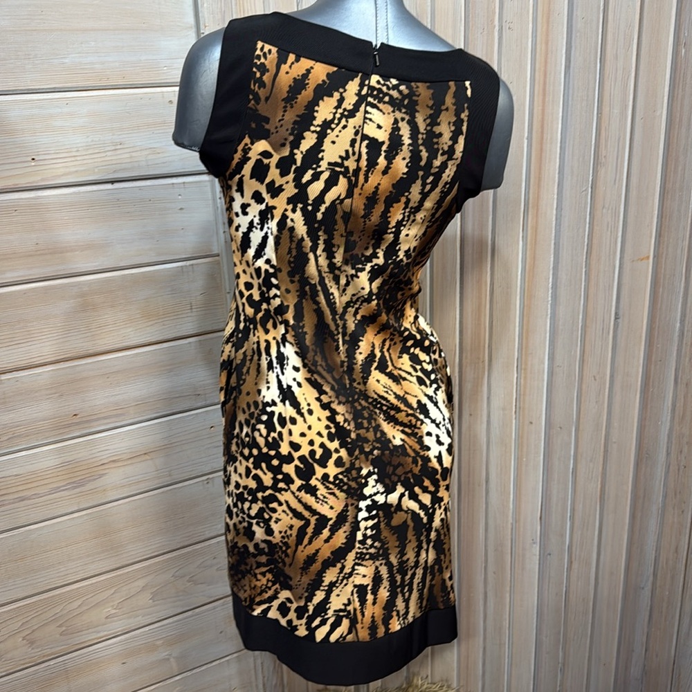 Ab Studio Animal Print U-neck Midi Dress Size 2 - Picture 5 of 16